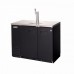 Everest EBDS2-BB-24 49 inch Black Two Section Solid Door Back Bar/Direct Draw Keg Refrigerator